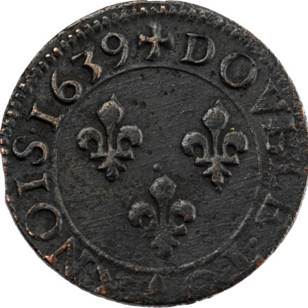 France Louis XIII Double tournois 1639 Tours – Image 2