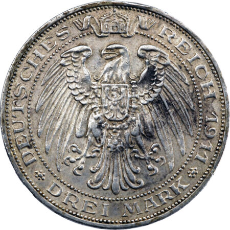 Allemagne Prusse 3 Mark 1911 – Image 2