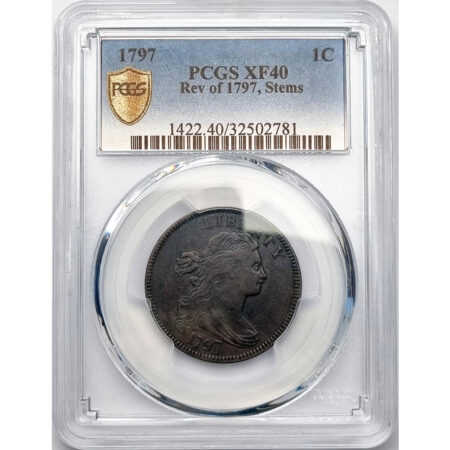 États-Unis Draped Bust Large Cent 1797 Reverse of 1797 PCGS XF40 – Image 3