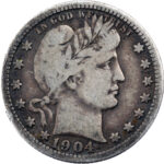 États-Unis Barber Quarter Dollar 1904 Philadelphie