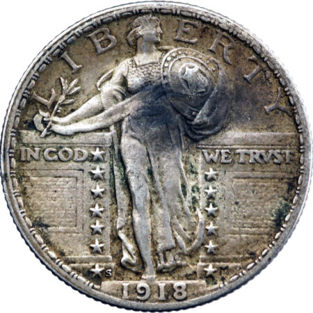 États-Unis Standing Liberty Quarter Dollar 1918 San Francisco