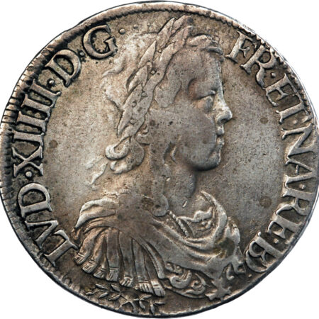 France Louis XIV Écu à la mèche longue du Béarn 1650 Pau