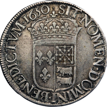 France Louis XIV Écu à la mèche longue du Béarn 1650 Pau – Image 2