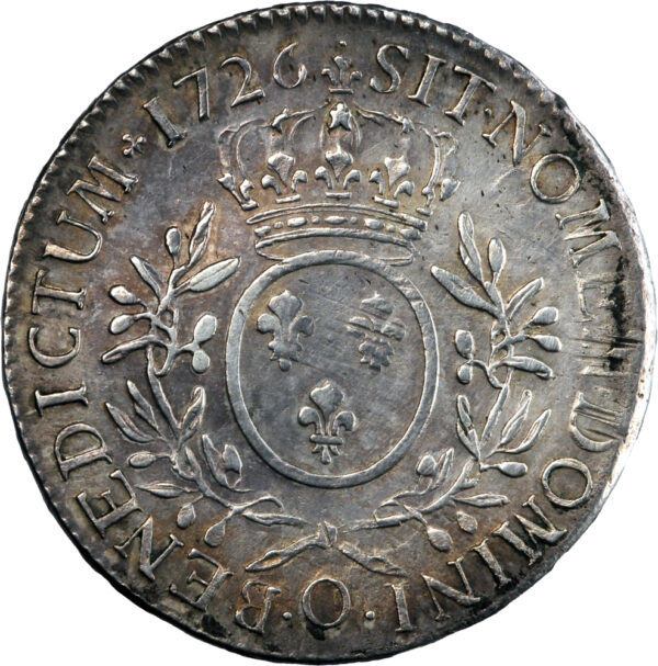 France Louis XV Écu aux branches d'olivier 1726 Riom – Image 2