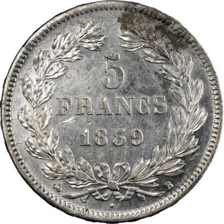 France Louis-Philippe Ier 5 Francs 1839 Rouen – Image 2