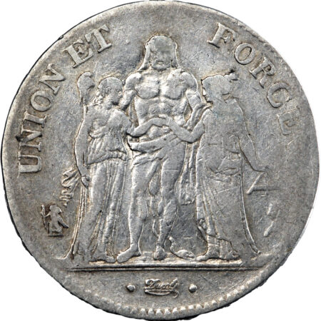 France Directoire 5 Francs Union et Force An 4 Paris