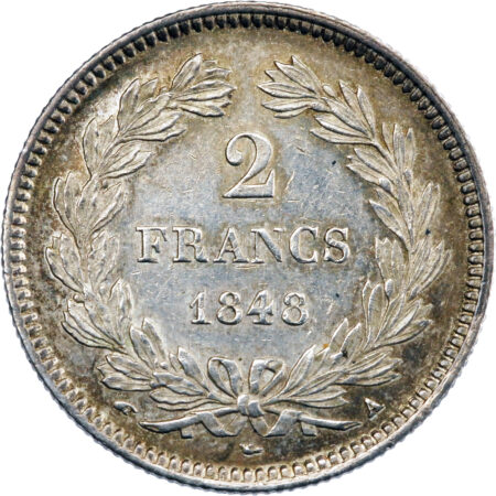 France Louis-Philippe Ier 2 Francs 1848 Paris – Image 2