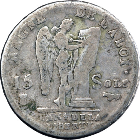 France Louis XVI 15 sols FRANÇOIS au génie 1792 Pau – Image 2