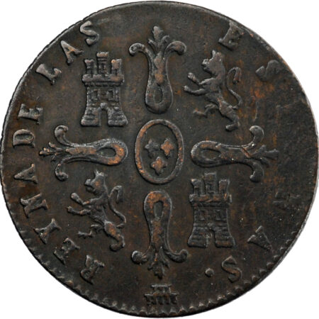 Espagne Isabelle II 8 Maravedis 1844 Segovie – Image 2