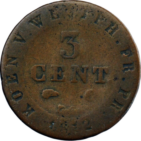 Allemagne Royaume de Westphalie Jérôme Napoléon 3 Cent 1812 – Image 2