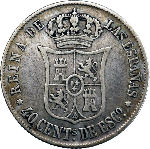 Espagne Isabelle II 40 Centimos 1864 Madrid – Image 2