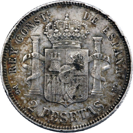 Espagne Alfonso XIII 2 Pesetas 1892 Madrid – Image 2