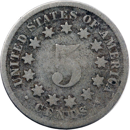 États-Unis  5 Cents Shield 1867 Philadelphie