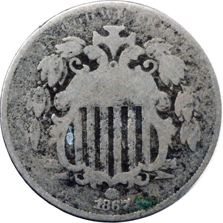 États-Unis  5 Cents Shield 1867 Philadelphie – Image 2