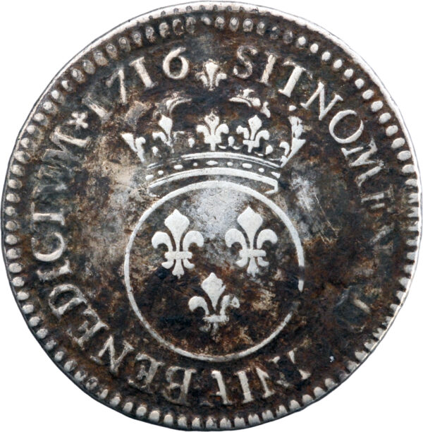France Louis XV Demi-écu Vertugadin 1716 Paris – Image 2