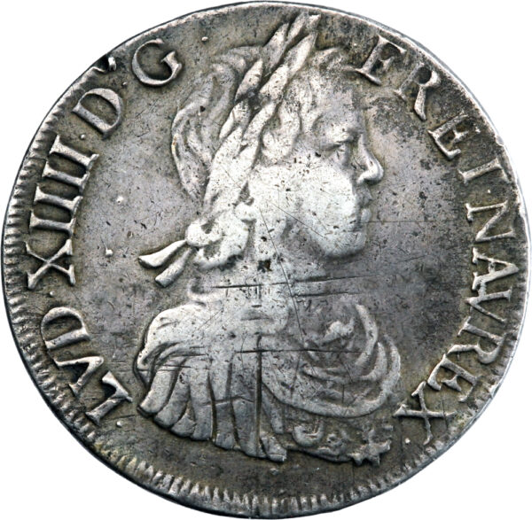 France Louis XIV Écu à la mèche longue 1652 Bayonne