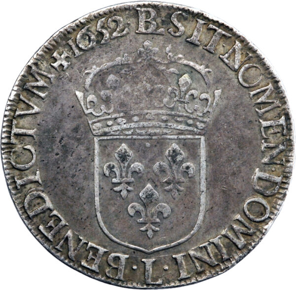 France Louis XIV Écu à la mèche longue 1652 Bayonne – Image 2
