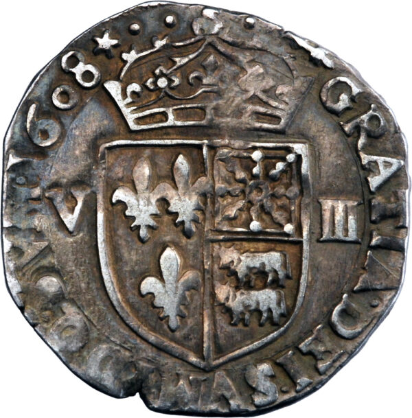 France Henri IV Huitième d'écu de Béarn 1608 Morlaàs