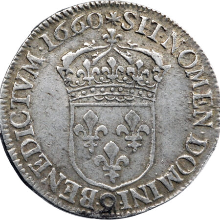 France Louis XIV Demi-écu au buste juvénile 1660 Rennes – Image 2