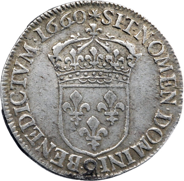 France Louis XIV Demi-écu au buste juvénile 1660 Rennes – Image 2