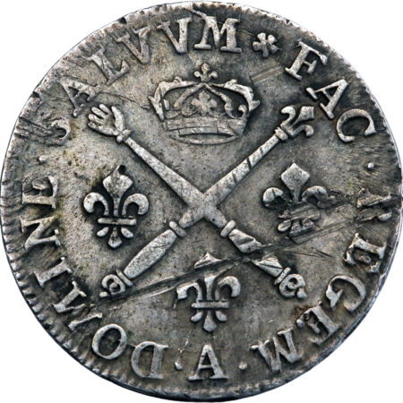 France Louis XIV 20 Sols aux insignes 1707 Paris – Image 2