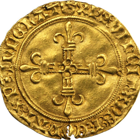 France Charles VIII Écu d'or au soleil 1483 Poitiers – Image 2