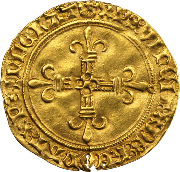 France Charles VIII Écu d'or au soleil 1483 Poitiers – Image 2