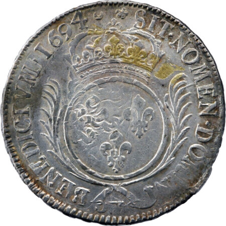 France Louis XIV Écu aux palmes 1694 Lille – Image 2