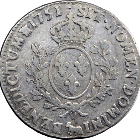 France Louis XV Écu de Béarn au bandeau 1751 Pau – Image 2