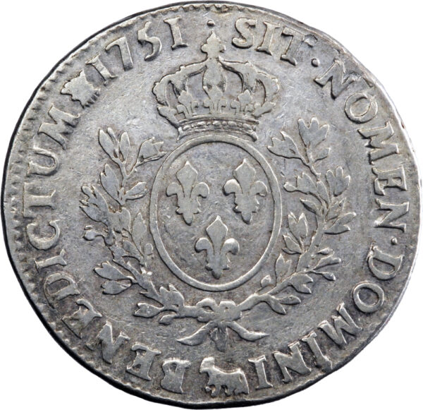 France Louis XV Écu de Béarn au bandeau 1751 Pau – Image 2