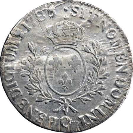 France Louis XVI Écu aux branches d'olivier 1785 Perpignan – Image 2