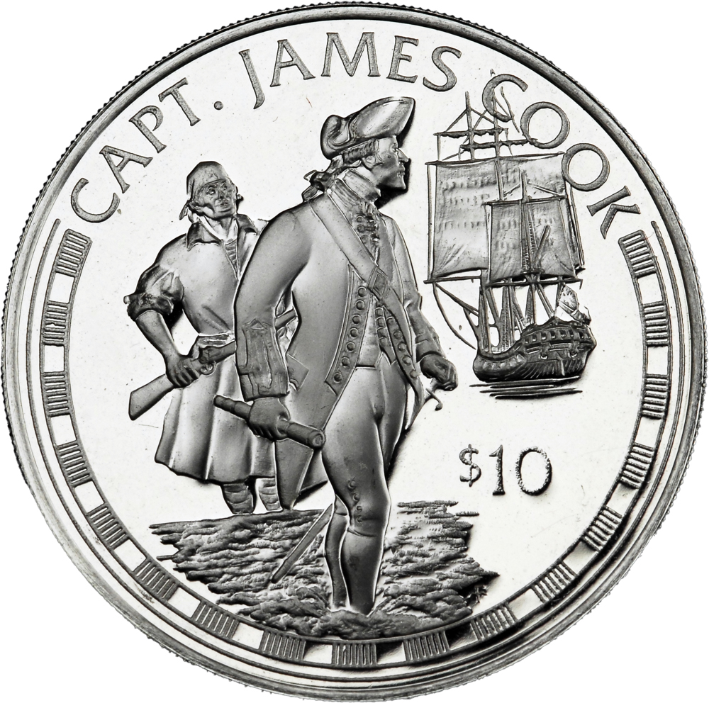 Îles Cook Elizabeth II 10 Dollars Captain Cook 1994 – Image 2