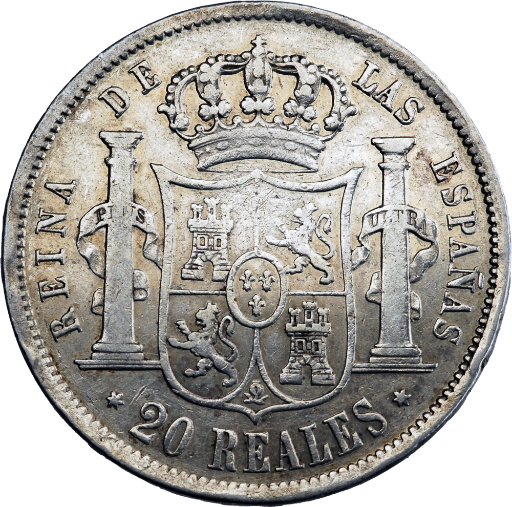 Espagne Isabelle II 20 Reales 1855 – Image 2